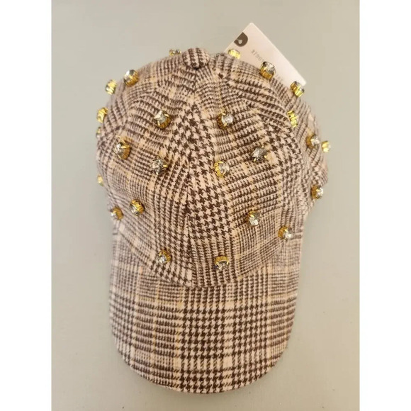 NWT Lele Sadoughi Embellished Baseball Cap One Size Adjustable Plaid - Picture 3 of 10